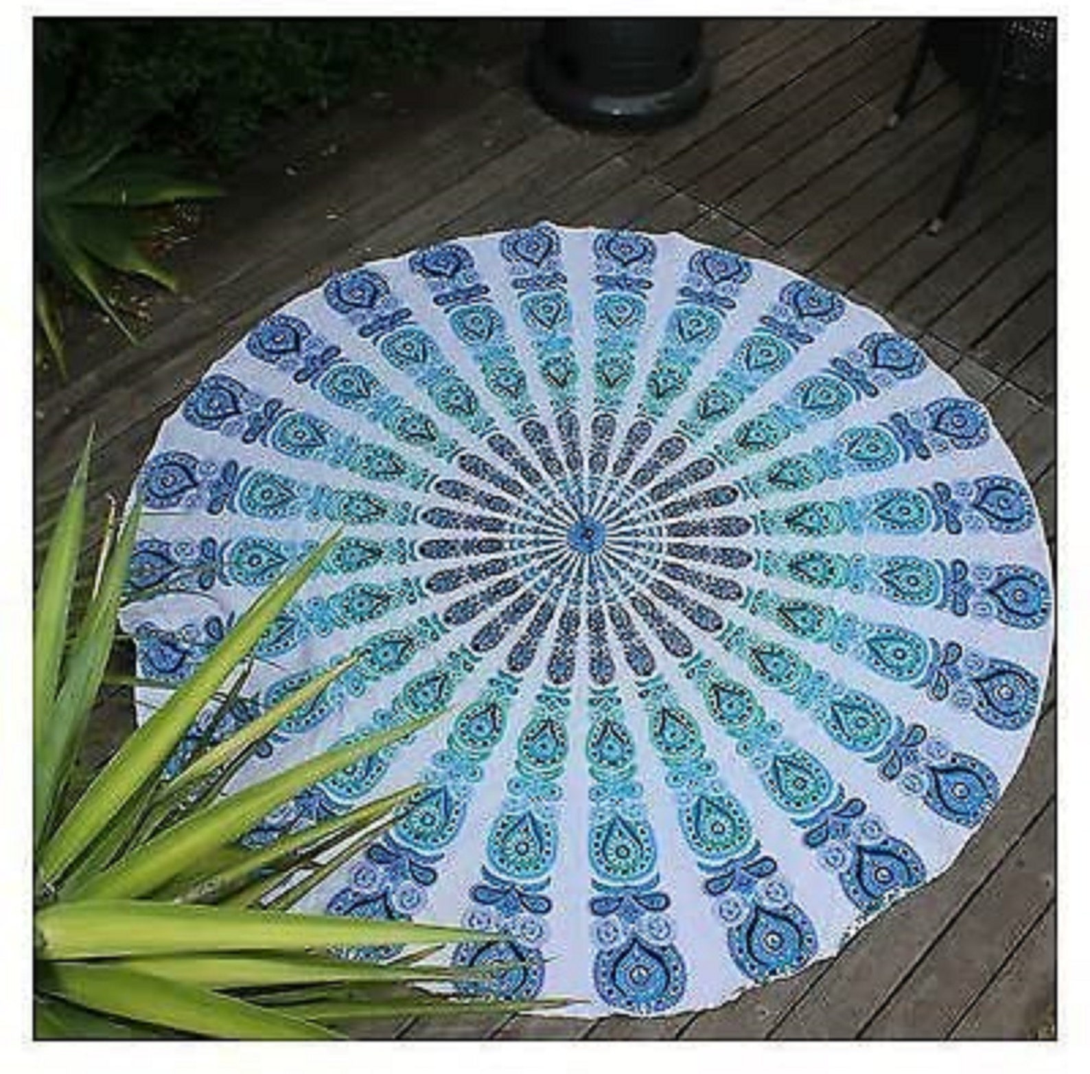 Blue White Round Tapestry Wall Hanging Mandala Tapestries Etsy