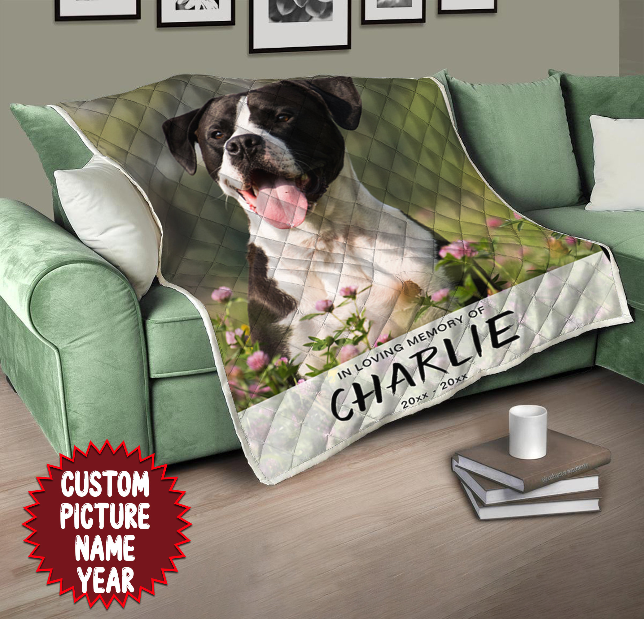 In Loving Memory Of Pet Dog Blanket Memorial Photo Blanket Etsy