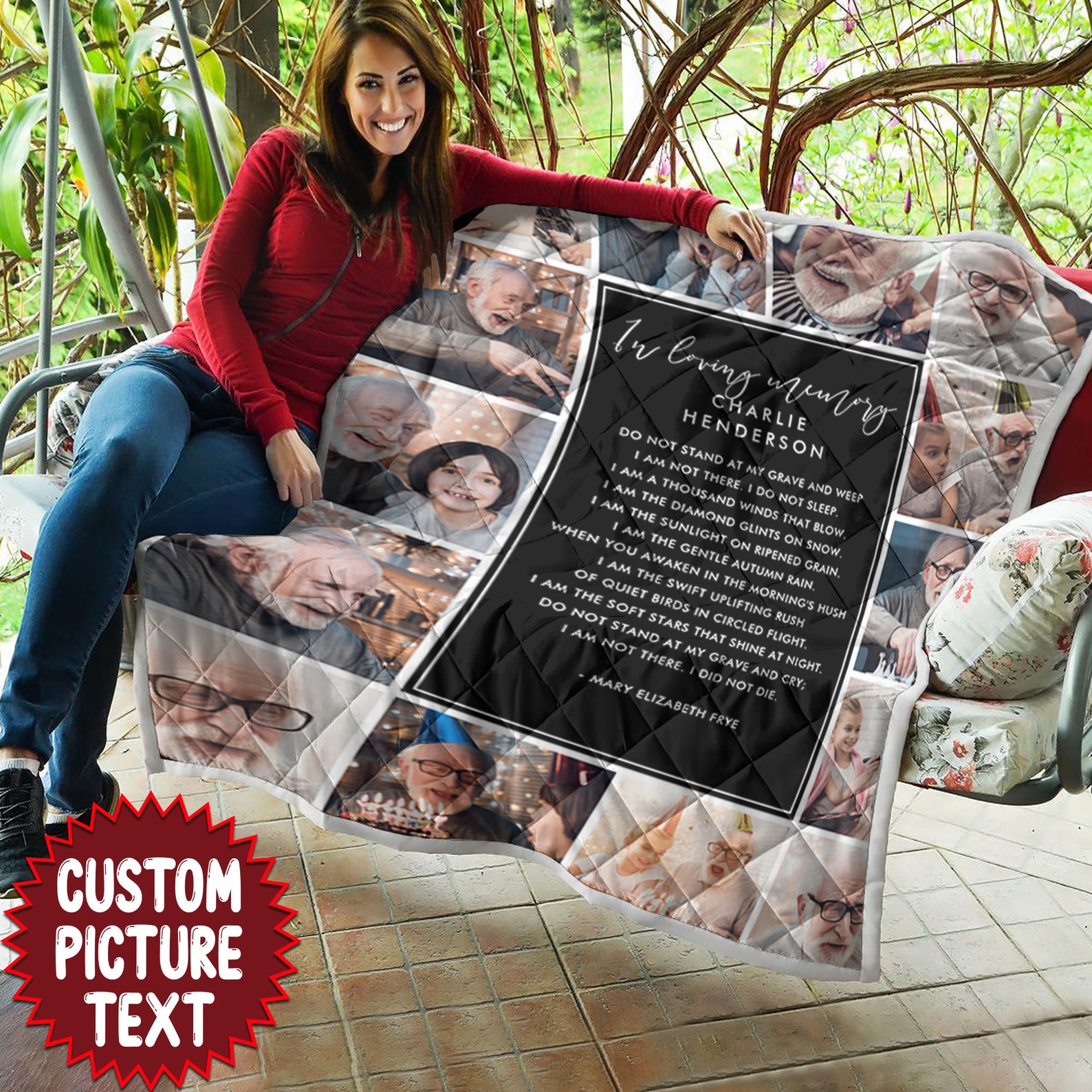 Photo In Loving Memory Name Custom Quote Fleece Blanket Etsy