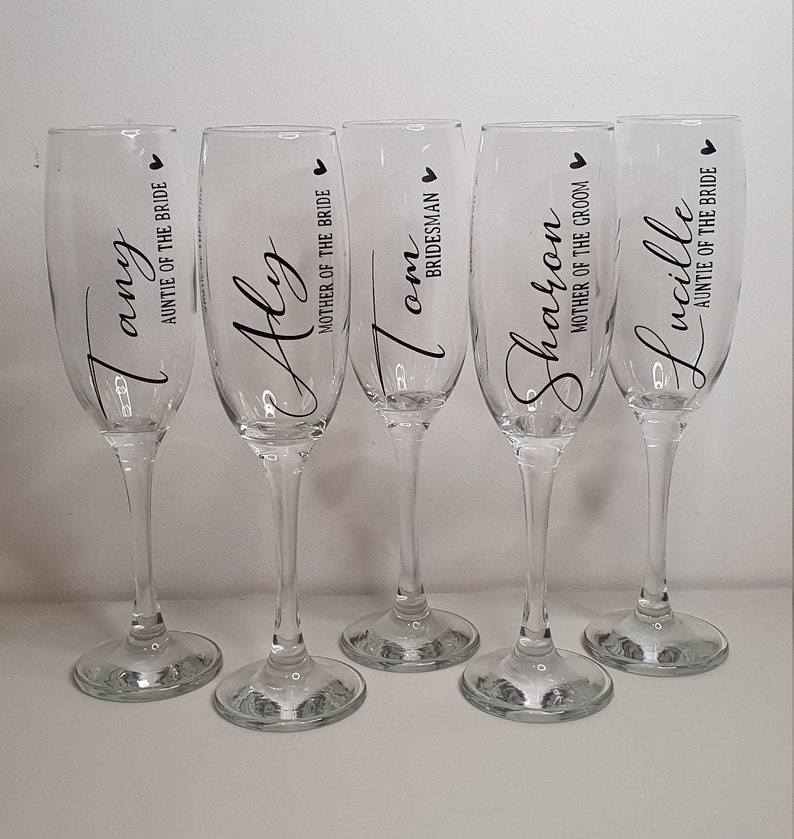 Personalised Wedding Prosecco Glass, Champagne Flute, Bridal Party Personalised Flute, Bridesmaid Glass, Bride Glass, Prosecco, Hen Party image 3