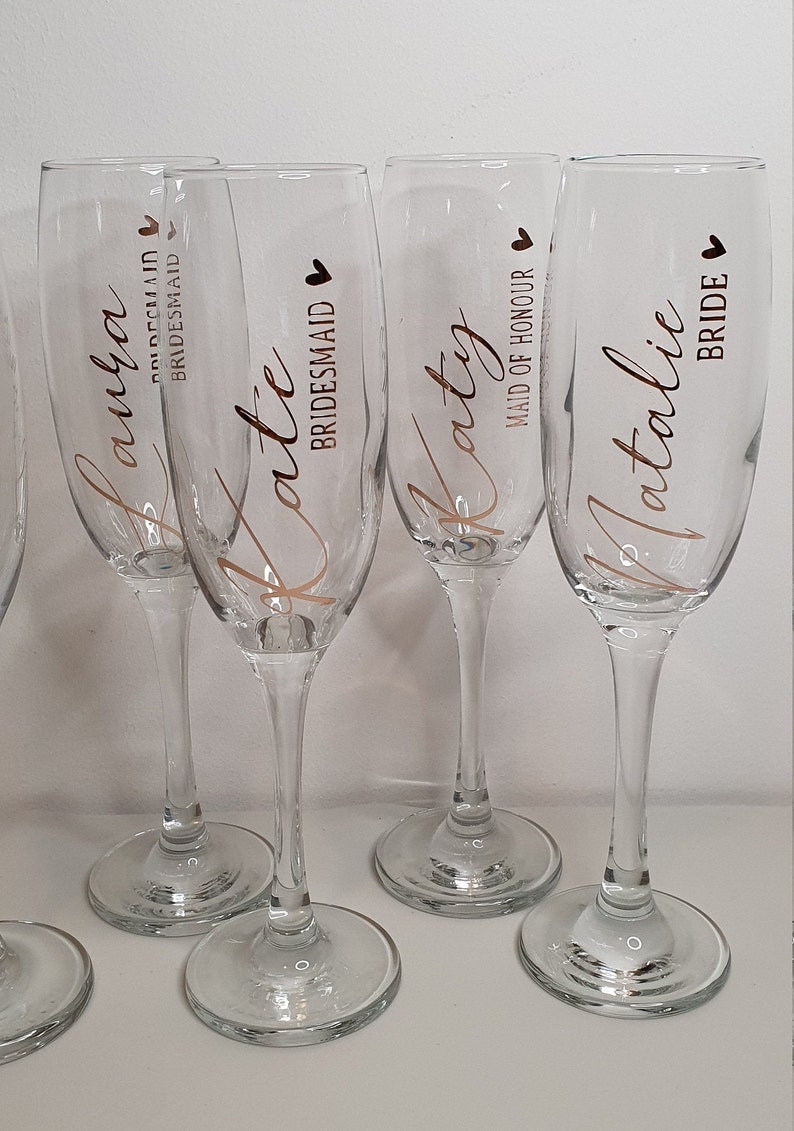 Personalised Wedding Prosecco Glass, Champagne Flute, Bridal Party Personalised Flute, Bridesmaid Glass, Bride Glass, Prosecco, Hen Party image 2