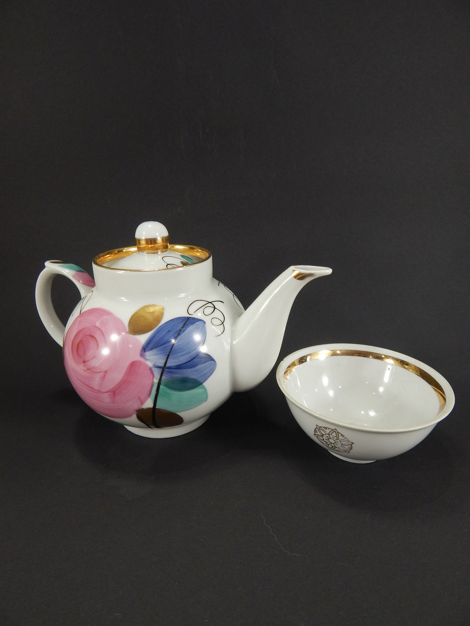 Handpainted Porcelain Teapot From Dulevo Porcelain Factory Etsy