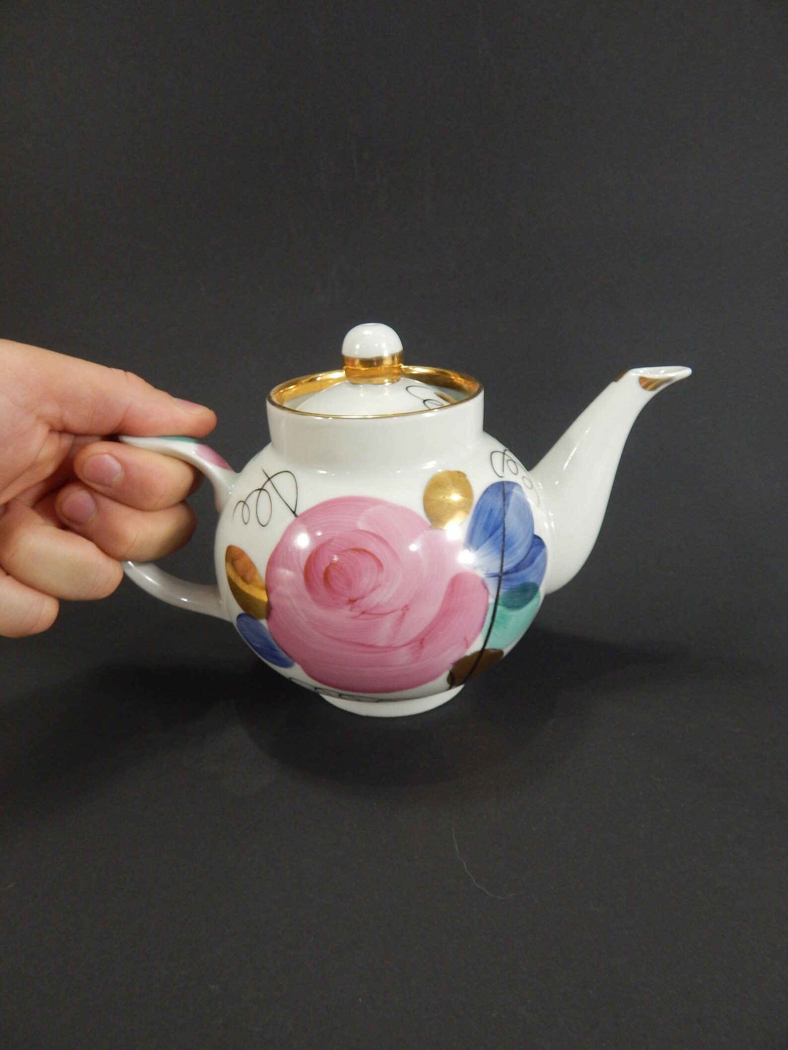 Handpainted Porcelain Teapot From Dulevo Porcelain Factory Etsy