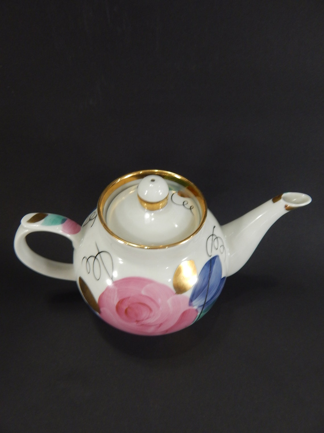 Handpainted Porcelain Teapot From Dulevo Porcelain Factory Etsy