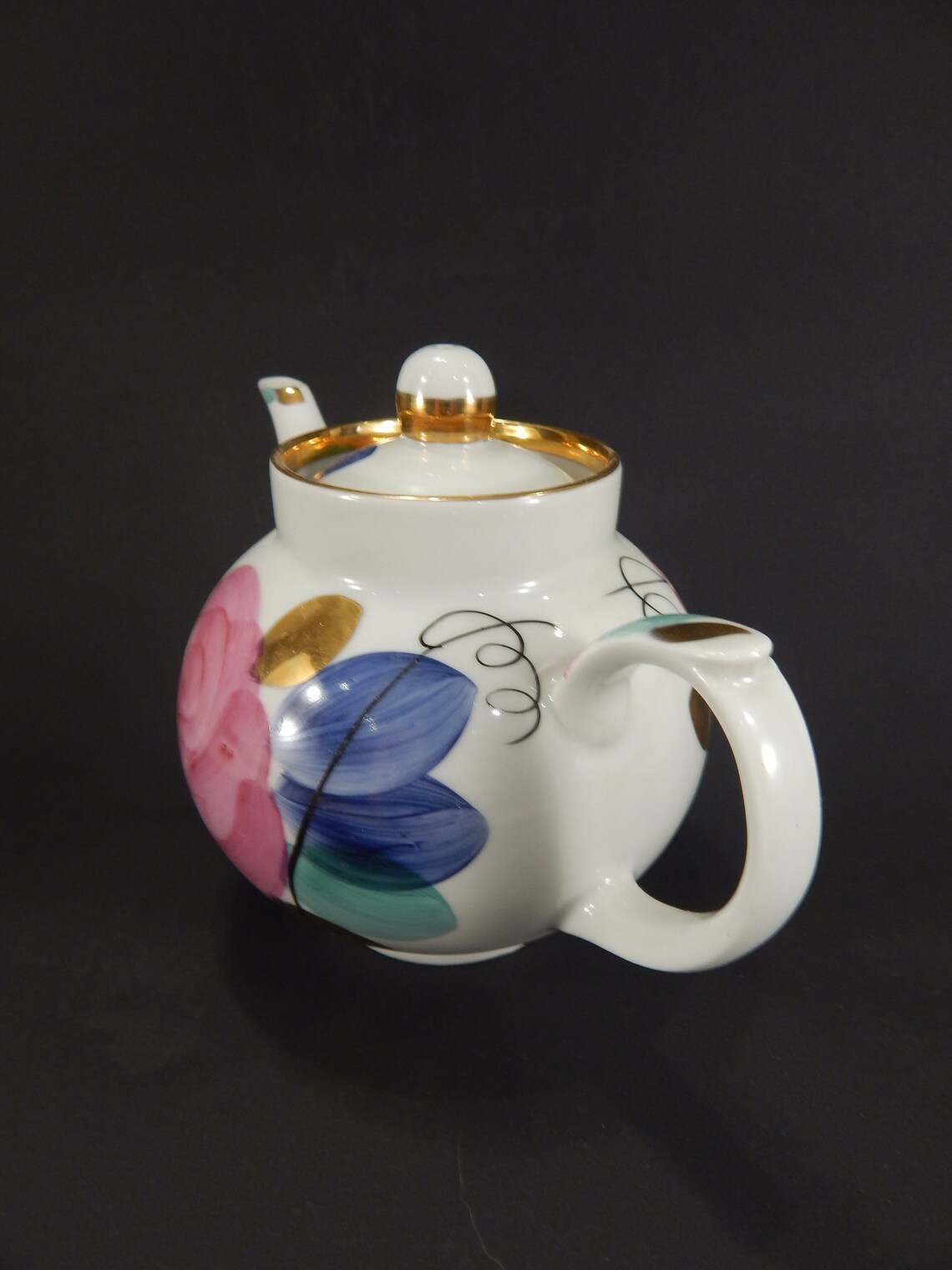 Handpainted Porcelain Teapot From Dulevo Porcelain Factory Etsy