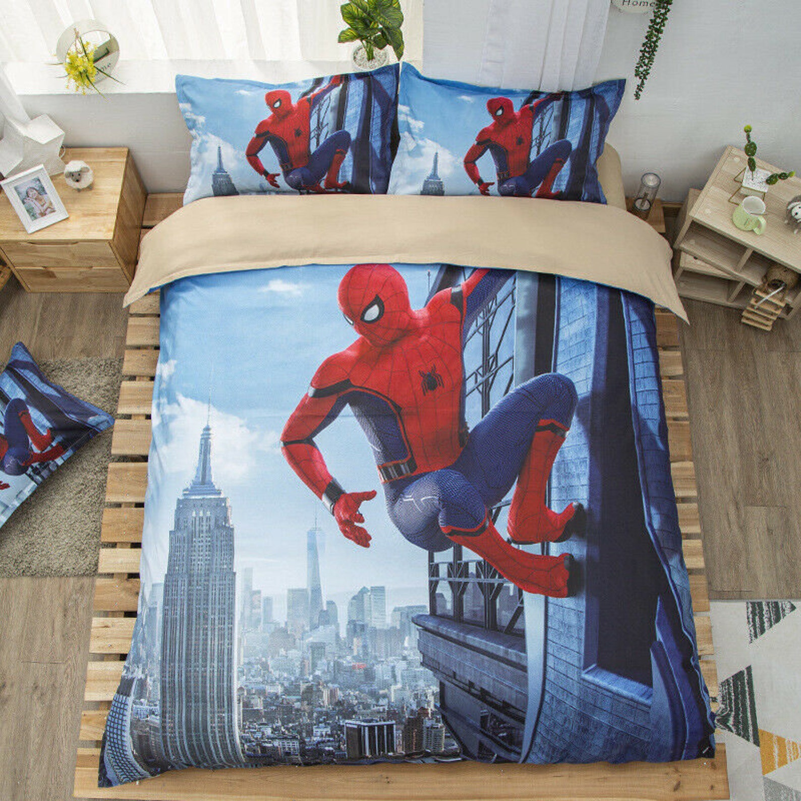 Spider Man Bedding Set with 2 Pillow Cases Duvet Cover Home Etsy