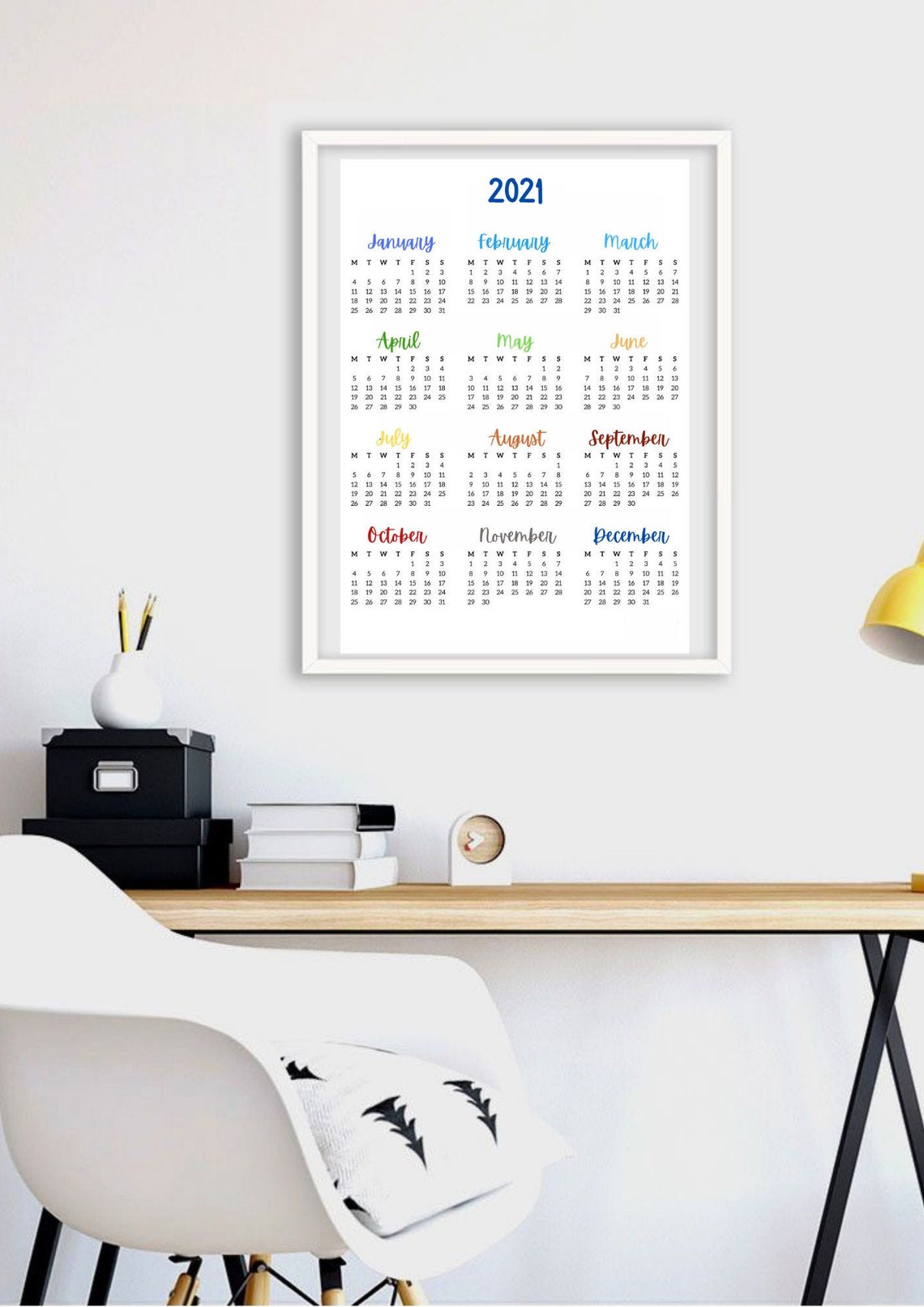 2021 Printable Calendar 2021 Large Wall Calendar Etsy