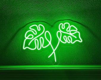 Monstera leaf - light up neon sign, one line neon sign, monstera sign for bedroom, plant lovers gift