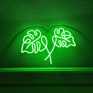 Monstera leaf - light up neon sign, one line neon sign, monstera sign for bedroom, plant lovers gift