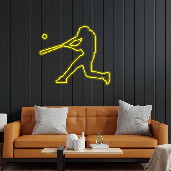 Baseball Player LED light neon sign | gaming room led lamp, wall decor, decoration for boys room
