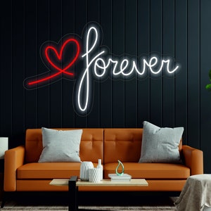 Forever with heart - LED light neon sign, neon sign, love neon sign, gift for her neon sign, wedding neon sign, heart neon sign, forever