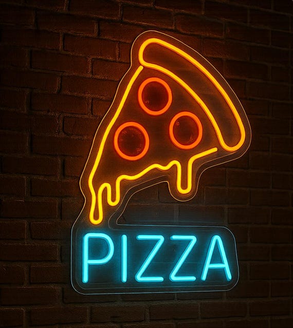 ネオン風 LED サイン | おしゃれなイルミネーション - 心ときめく生活雑貨『mecuーメクー』 Hot Pizza 壁装飾ネオンライト、APP RGB調光可能USB電源LEDピザショップネオンライト,60x40cm