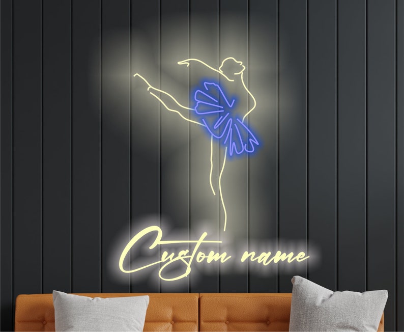 Ballerina Silhouette Neon Sign, Neon Sign With Custom Name and Ballet ...