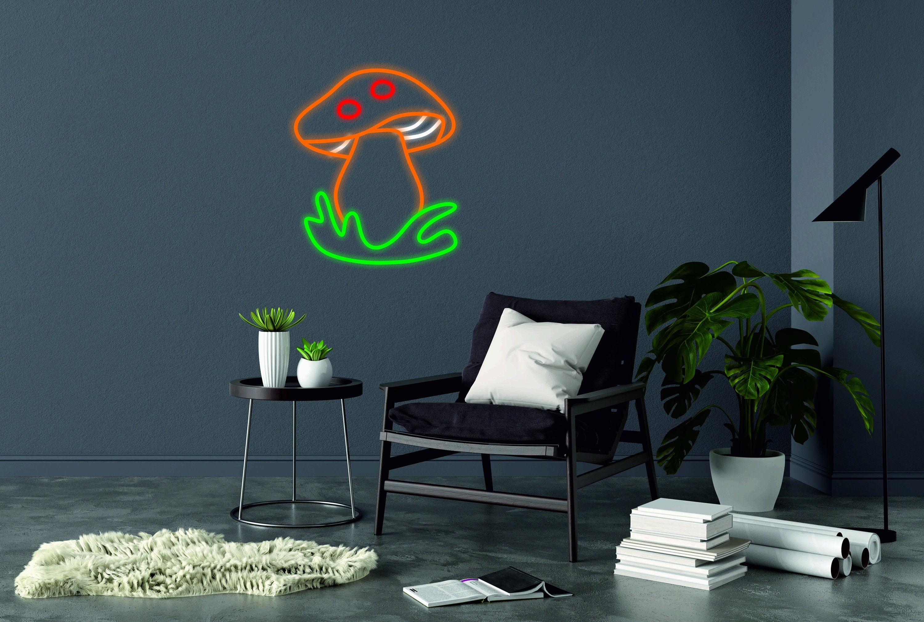 Mushroom - neon light sign, mushroom lamp, mushroom decor, mushroom neon gift