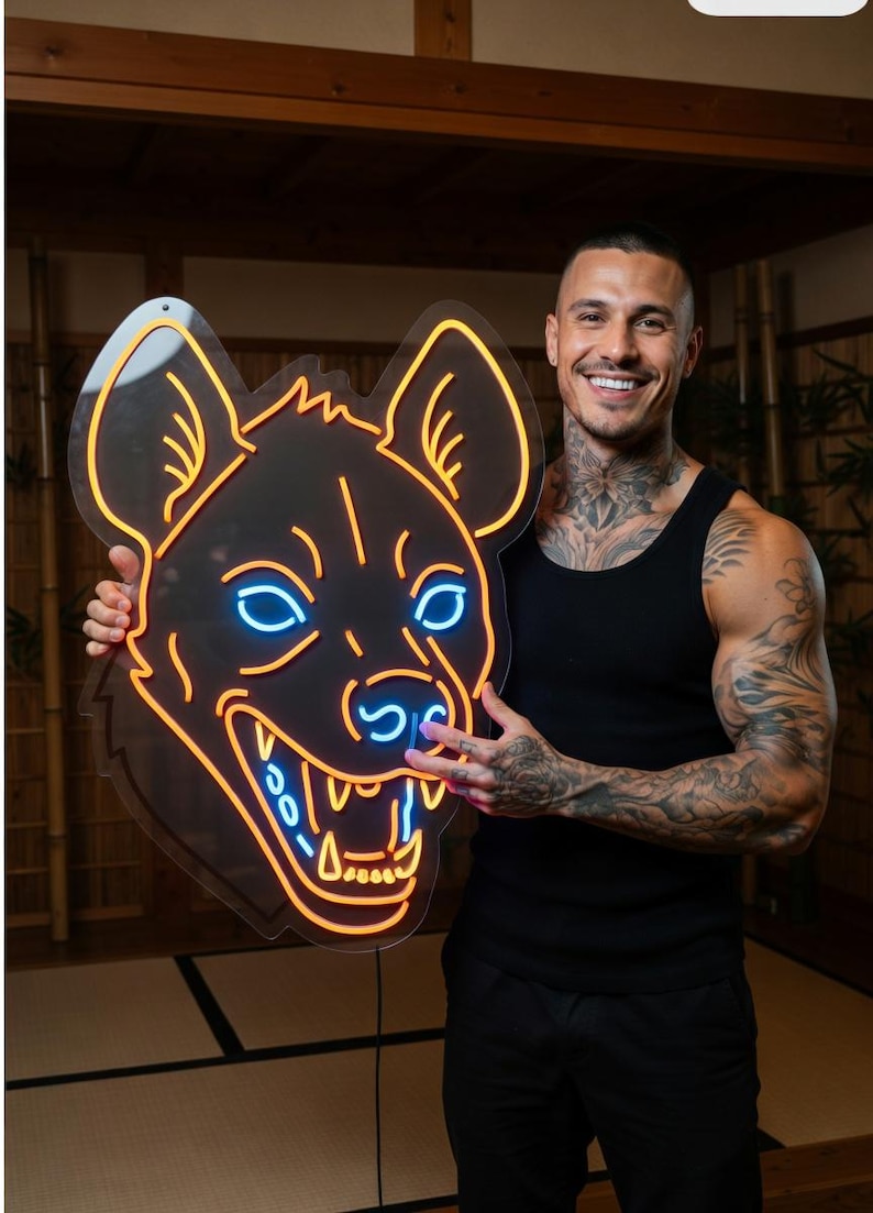 Hyena Head Neon Sign