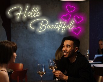 Hello beautiful neon sign, hello beautiful led light sign, hello gorgeous neon sign, Hello Sunshine neon sign, gift for her neon sign