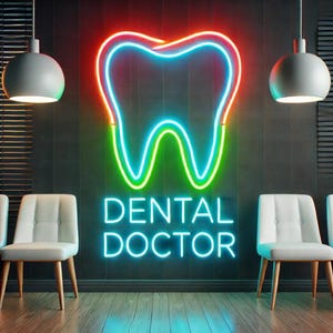 Dental clinic neon sign, Dental doctor neon sign, Tooth neon light, Custom neon tooth sign, LED neon tooth sign