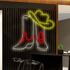Cowboy hat and boots neon sign, Cowboy hat neon sign, Cowboy boots neon sign, Western Cowboy Wall Decor, western neon light
