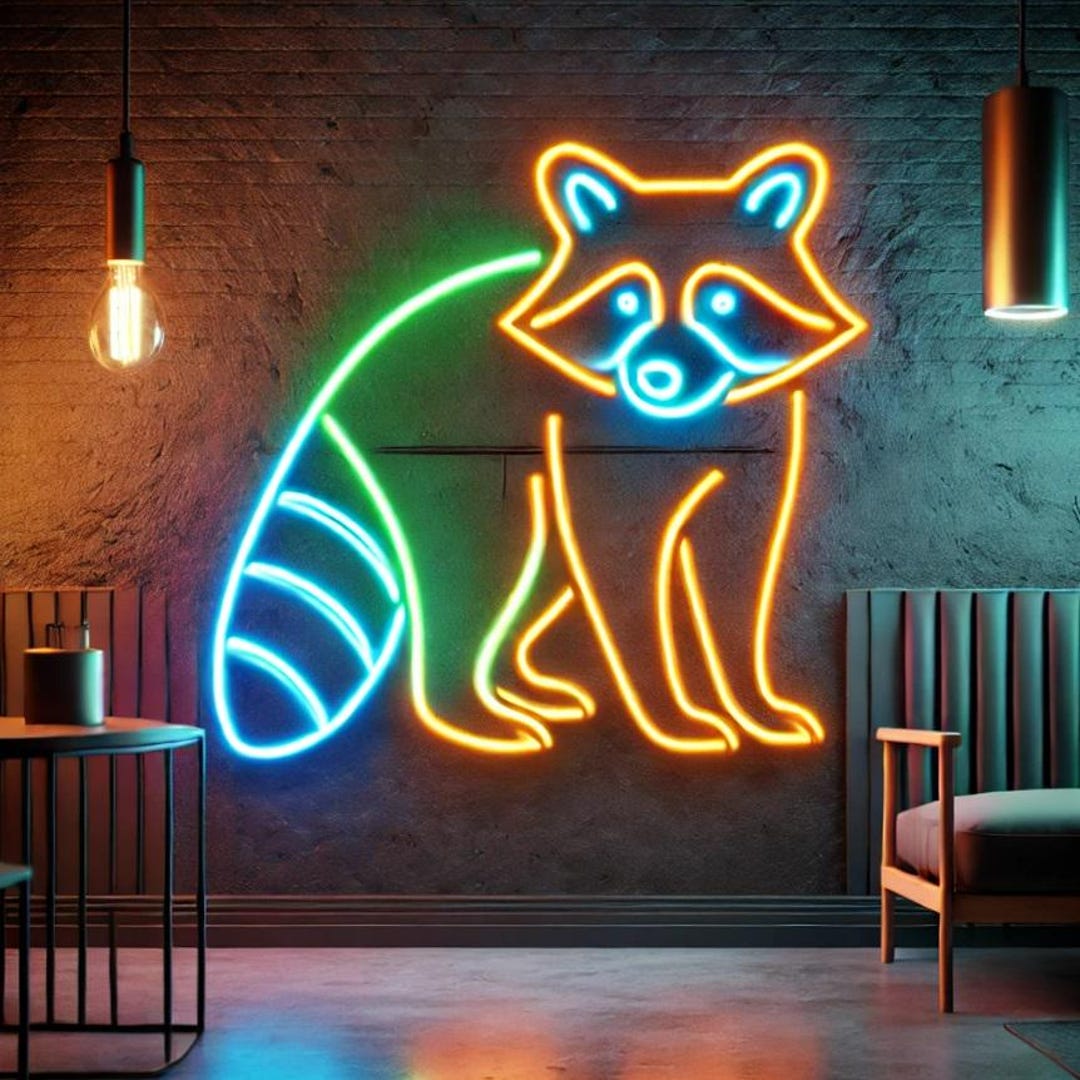 Light Raccoons Raccoon Neon Sign, Neon Raccoon Light, Raccoon LED Sign, Raccoon Neon ...