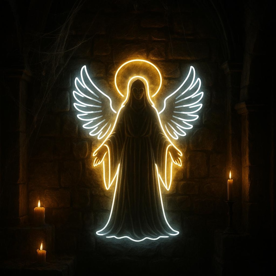 Angel Neon Sign – Glowing Guardian Angel Wall Light, LED Angel Wings ...