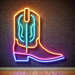 Cowboy boot neon sign, western boot neon light, neon cowboy boot sign, neon shoe sign, neon western sign, neon boot decor, cowboy boot light