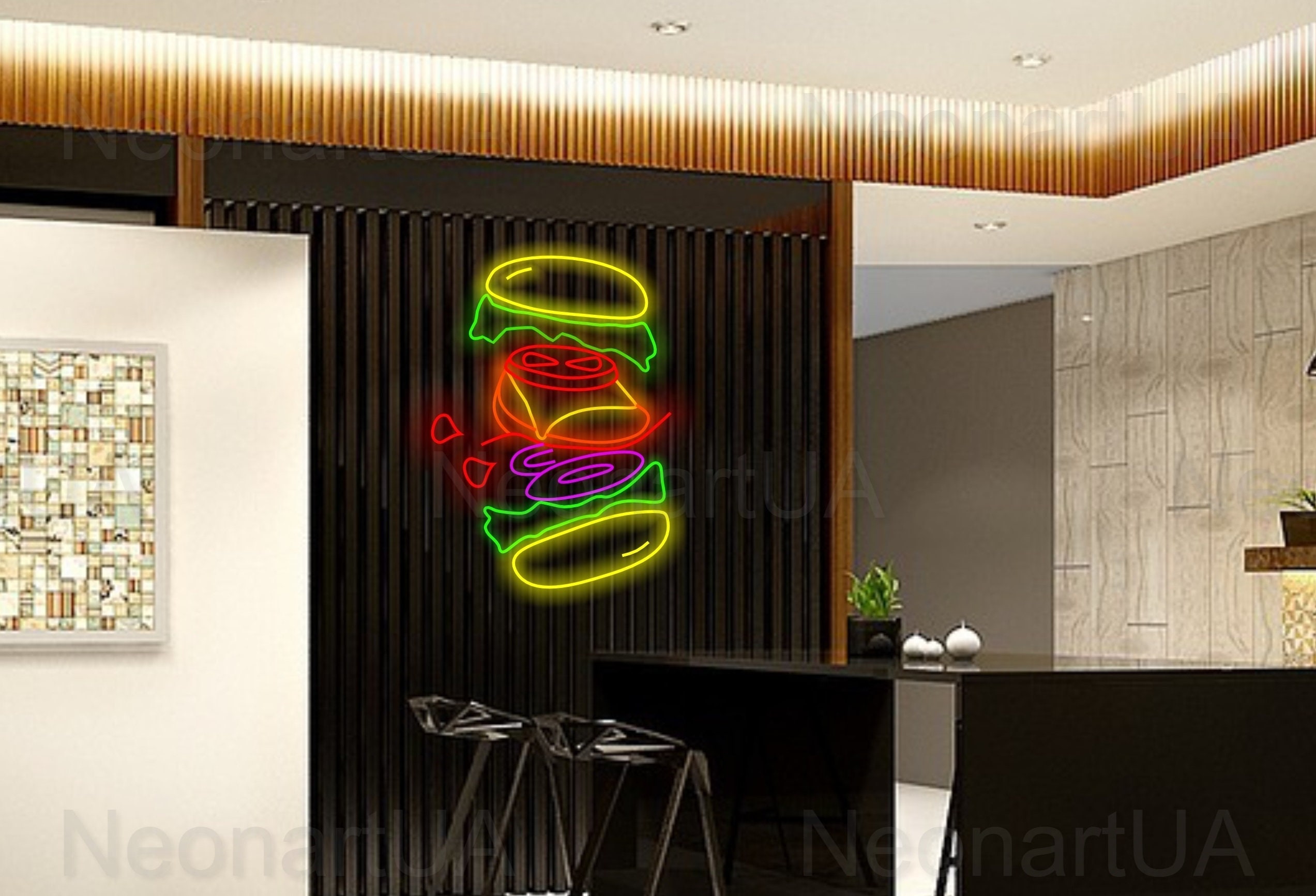 Neon Burger Sign, Chicken Burger Led Light, Hamburger Neon Light, Fast ...