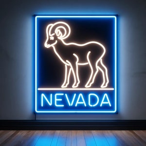 Enseigne au néon, carte de l'état du Nevada, carte du Nevada, enseigne au néon du Nevada, carte américaine, enseigne au néon de l'état
