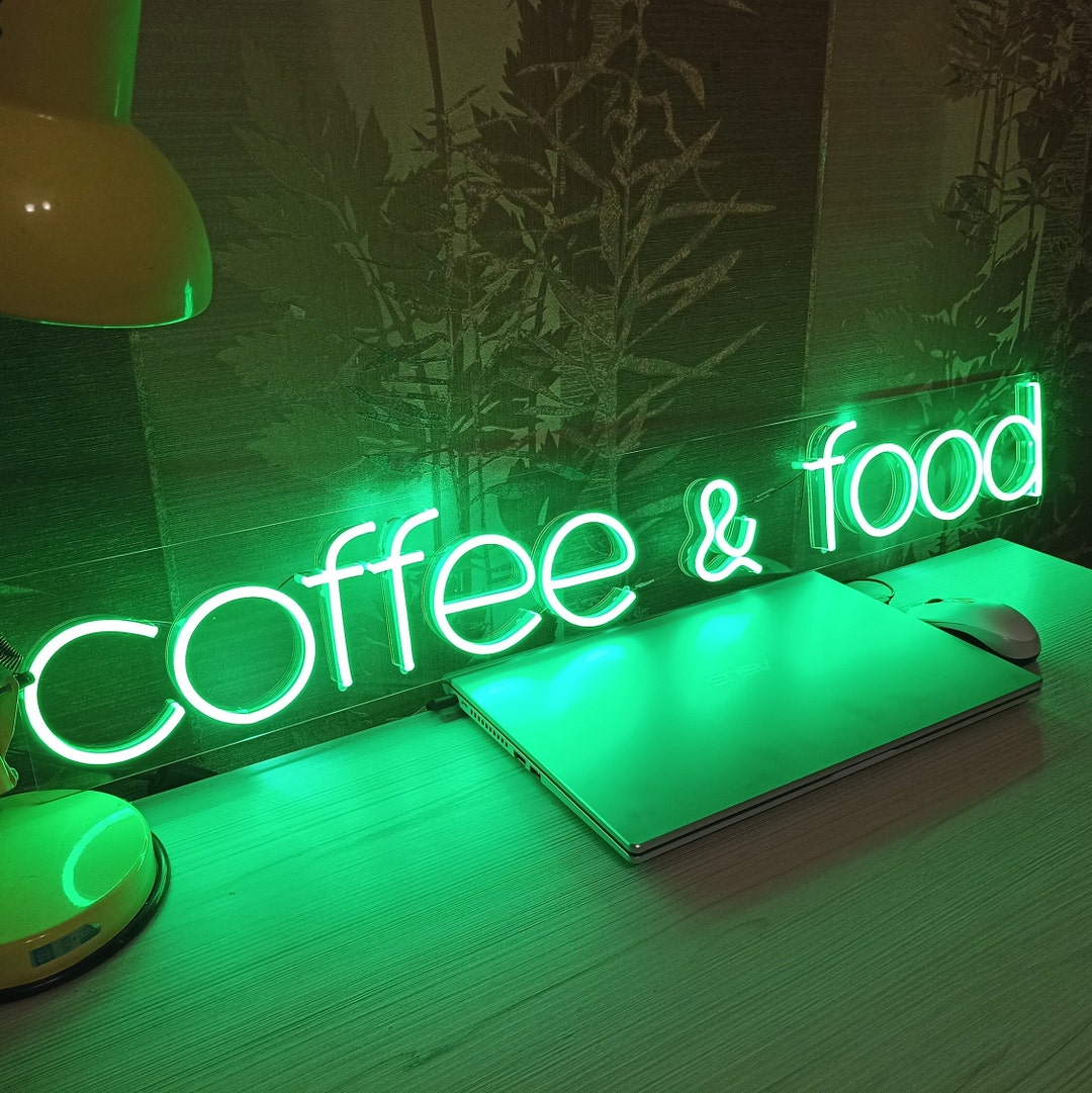 Neon Sign Coffee and Food, Coffee Neon Sign, Street Food Neon Sign