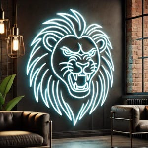 Lion neon sign, Lion head neon sign, wild animal neon sign, Neon sign lion head design, Lion head neon decor