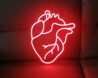 Neon sign led neon heart, Human heart neon sign, neon sign for home decor, wall decor neon sign