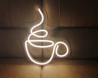 Coffee cup neon sign, Coffee bar decor, Neon light coffee cup, Neon sign for coffee lover, Coffee decor for home, Coffee wall art neon sign