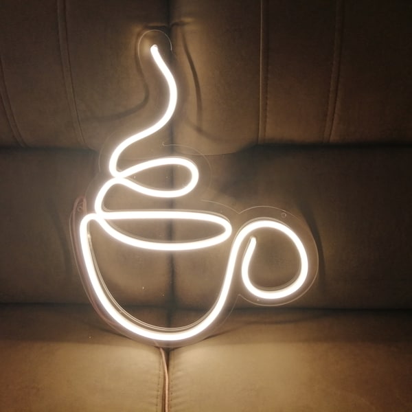 Kaffeetasse Leuchtreklame, Kaffee-Bar-Dekor, Neonlicht-Kaffeetasse, Leuchtreklame für Kaffeeliebhaber, Kaffee-Dekor für Zuhause, Kaffee-Wandkunst-Leuchtreklame