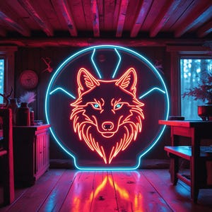 Insegna LED testa di lupo, LED testa di lupo arrabbiato, luce al neon lupo, insegna al neon lupo personalizzata, insegna al neon a tema giungla, predatore della foresta
