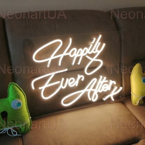 Happily Ever After x Neon Schild, Neon Happy Ever After Hochzeitsschild, Neon Happy Ever After Banner, Neon Schild für Hochzeitsdeko, Wanddeko
