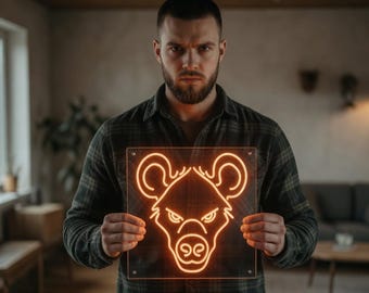 Hyena Head Neon Sign, Custom Hyena Head Neon Sign – Furry Neon Light Art – Unique Wall Decor – Neon Hyena Head Lamp