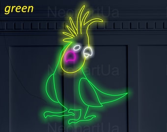 Parrot neon sign, parrot cockatoo neon sign, animal neon sign, anime neon sign, Tropical Bird neon sign, Exotic Pet neon sign, Bird Lover