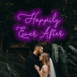 Happily Ever After Neon Schild, Hochzeit Neon Schild Happily Ever After x, Neon Schild für Hochzeitsdeko, Romantisches Neon Schild für Hochzeiten