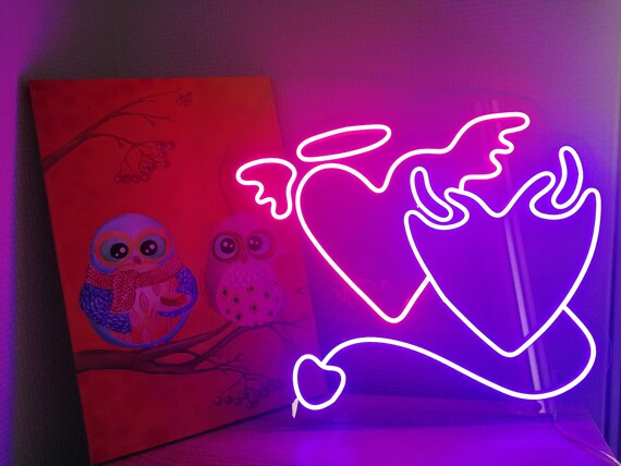 Devil and angel heart neon sign outlet
