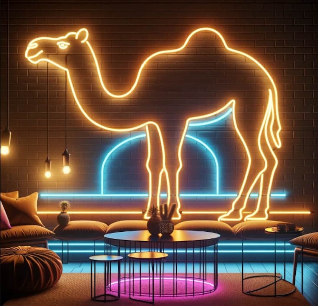 Camel Neon Sign, Neon Camel Sign, Camel Neon Light, Glowing Camel Neon