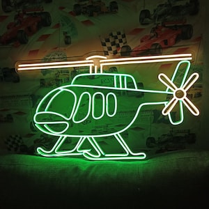 Helicopter neon sign, neon helicopter light, helicopter LED sign, helicopter neon light, neon helicopter display, helicopter wall neon
