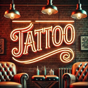 Insegna al neon del tatuaggio, insegna al neon del tatuaggio, arte del tatuaggio, miglior regalo, insegna al neon del negozio, tatuaggi al neon, insegna al neon da parete, neon dell'ufficio