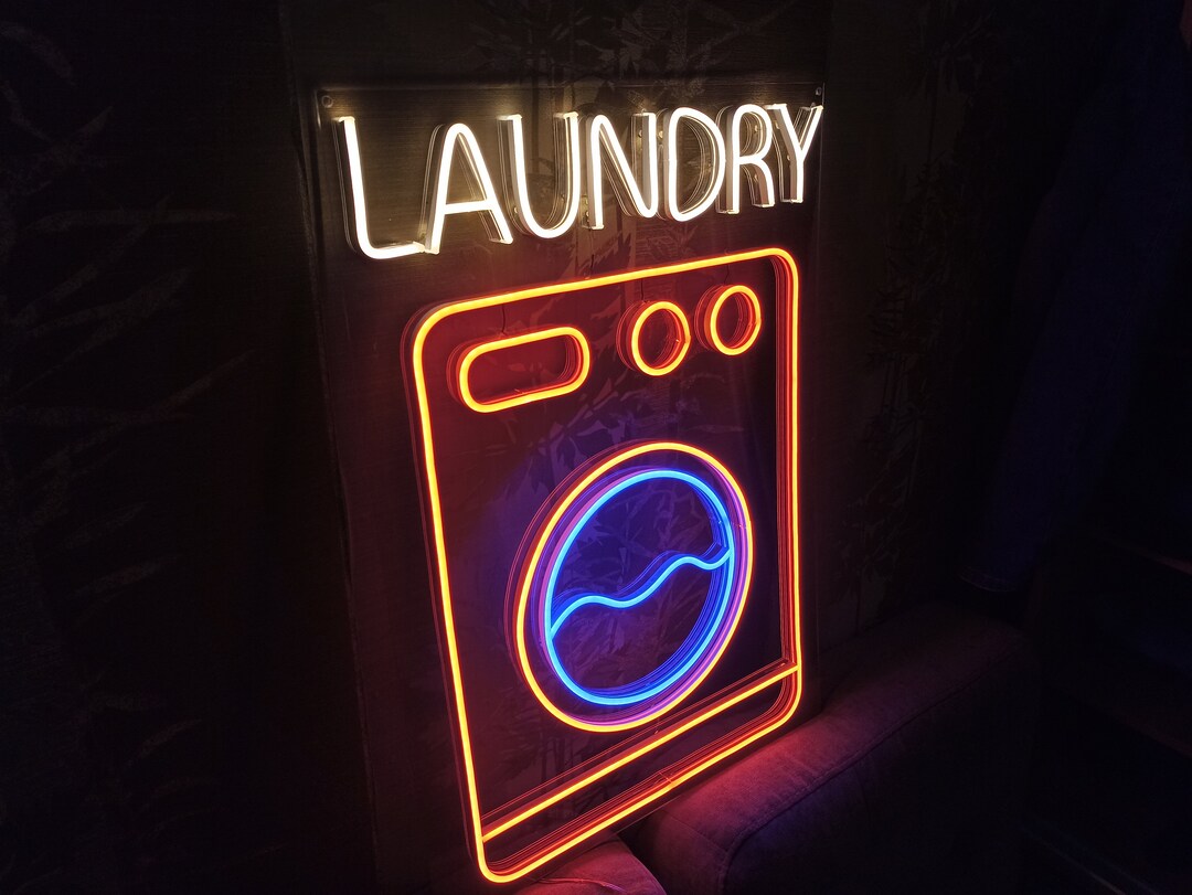Laundry Washing Machine LED Light Neon Sign for Business Etsy