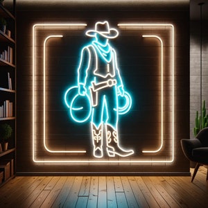 Cowboy neon sign, Neon cowboy sign, Cowboy hat neon sign, Western neon sign, Custom cowboy neon sign, Rodeo neon sign, Wild west neon sign