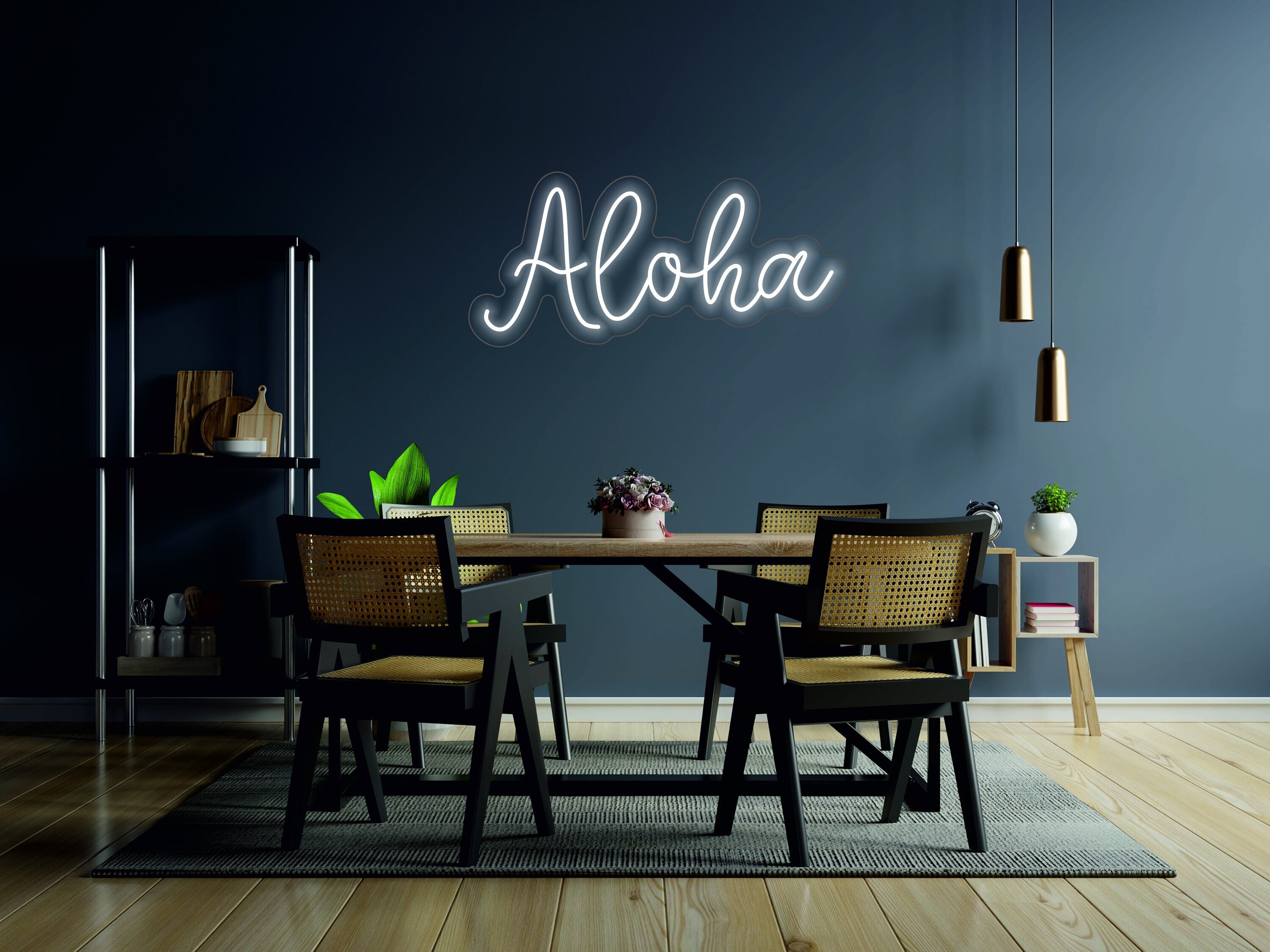 ALOHA ネオン LED サインライト ハワイ風 インテリア 照明 壁掛け