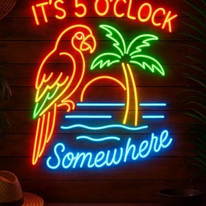 It&#39;s 5 O&#39;clock somewhere neon sign, bar theme neon sign, Beach themed neon sign,Neon Sign Home Decor, cocktail bar neon sign