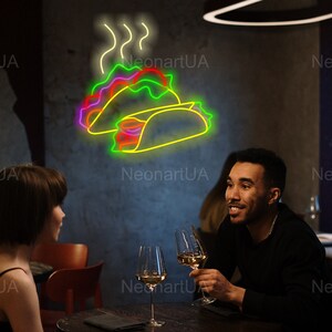 Tacos Neon Sign, Burrito neon sign, custom street food neon light, tacos and burrito neon sign, Tacos and burrito restaurant sign, bar neon
