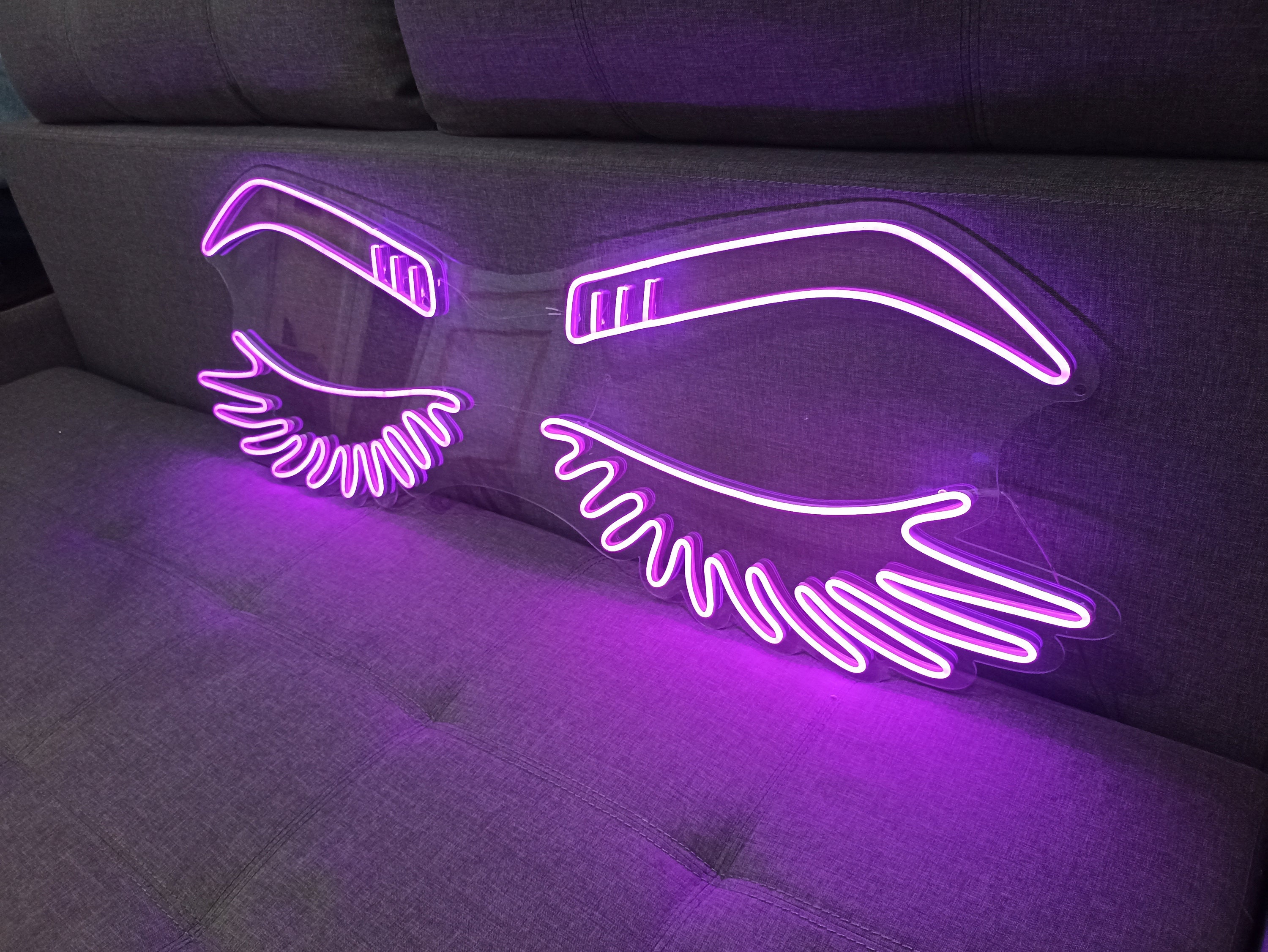Insegna al neon a LED sopracciglia, luci al neon per decorazioni per saloni di bellezza, luci notturne per insegne luminose appese a parete con incisione 3D alimentate tramite USB,Rosa,40x40cm