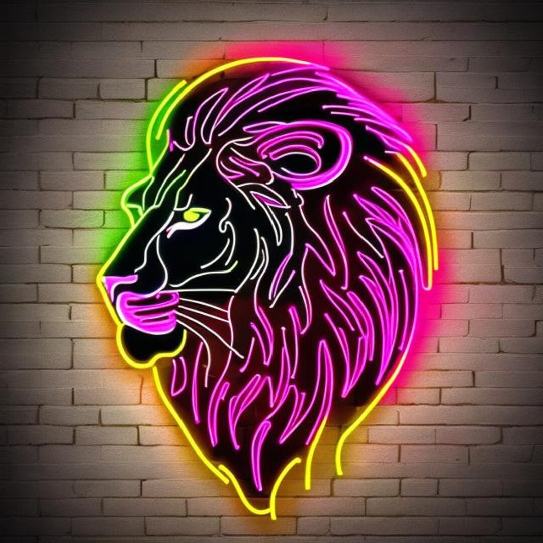 Lion Neon Sign Lion Led Light - Etsy
