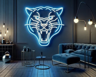 Panther LED sign, Panther neon sign, Neon panther light, Wild animal neon light, Custom panther neon sign, Jungle theme neon sign