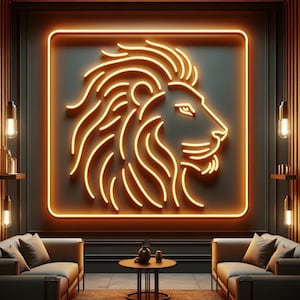 Lion neon sign, Lion head neon sign, wild animal neon sign, Neon sign lion head design, Lion head neon decor